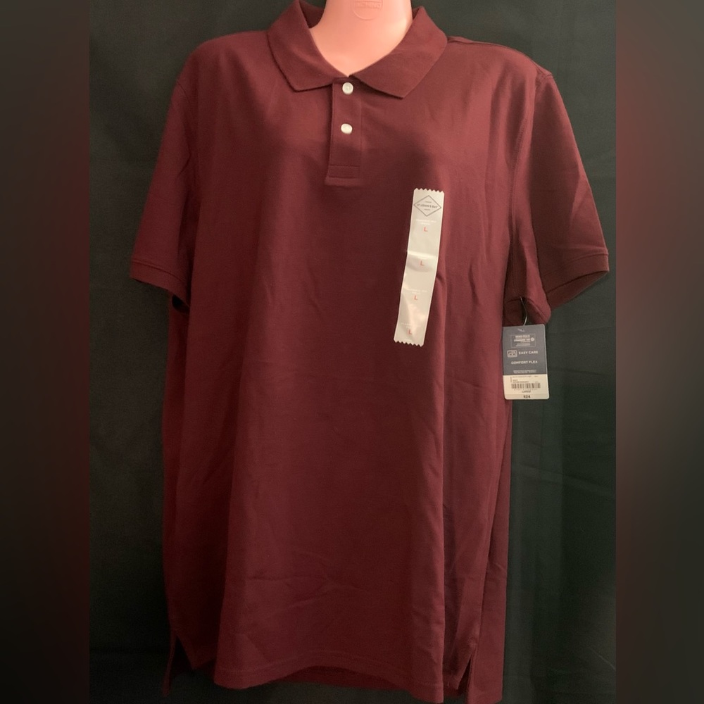 St. John’s Bay Men’s Polo Shirt Size Large Autumn Burgundy NWT